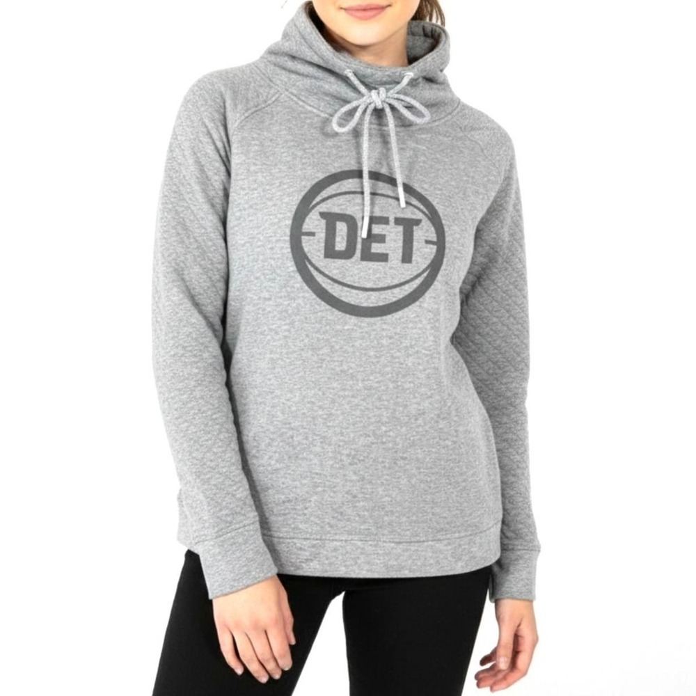Detroit Pistons Ladies NWOT Levelwear Pullover Quilted DET Hooded Sweatshirt - S